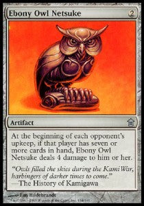 Ebony Owl Netsuke⁣ - Saviors of Kamigawa⁣ (Uncommon)⁣ [154]