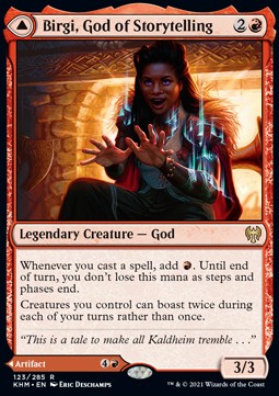 Birgi, God of Storytelling // Harnfel, Horn of Bounty⁣ - Kaldheim⁣ (Rare)⁣ [123]