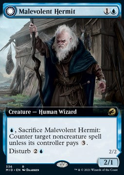 Malevolent Hermit // Benevolent Geist⁣ - Innistrad: Midnight Hunt: Extras⁣ (Rare)⁣ [336]