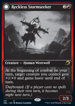 Reckless Stormseeker // Storm-Charged Slasher⁣ - Innistrad: Double Feature⁣ (Rare)⁣ [157]