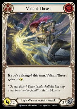 Valiant Thrust (Blue) (Rainbow Foil)⁣ - Monarch - Unlimited⁣ (Rare)⁣ [MON041]