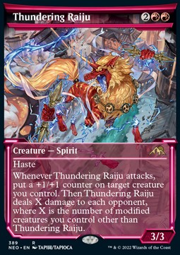 Thundering Raiju (V.1)⁣ - Kamigawa: Neon Dynasty: Extras⁣ (Rare)⁣ [389]