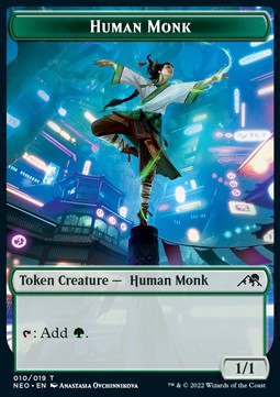 Human Monk Token (G 1/1) // Samurai Token (W 2/2)⁣ - Kamigawa: Neon Dynasty: Extras⁣ (Token)⁣ [T 10/3]