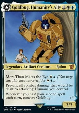 Goldbug, Humanity's Ally // Goldbug, Scrappy Scout (V.1)⁣ - Universes Beyond: Transformers⁣ (Mythic)⁣ [11]