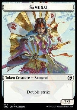 Samurai Token (W 2/2 Double Strike) // Phyrexian Mite Token (A 1/1)⁣ - Phyrexia: All Will Be One: Extras⁣ (Token)⁣ [T 2/11]