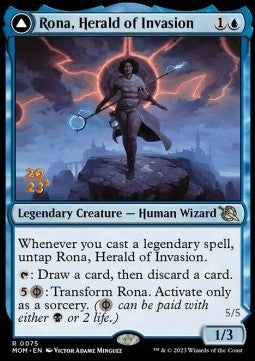 Rona, Herald of Invasion // Rona, Tolarian Obliterator (V.1)⁣ - March of the Machine: Promos⁣ (Rare)⁣ [75]