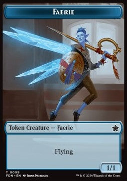 Faerie Token (U 1/1) // Fish Token (U 1/1) - Magic: The Gathering Foundations: Tokens (Token) [TFDN-T 9/10]